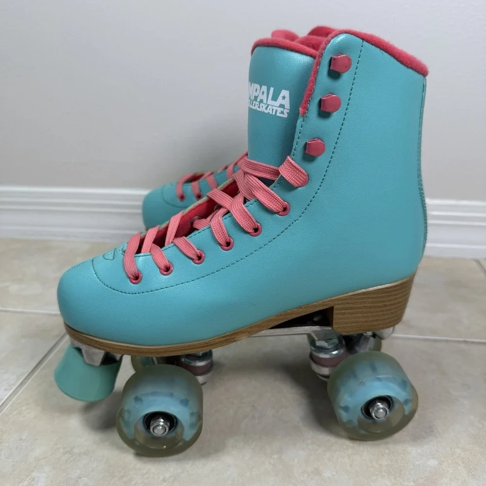 Impala Rollerskates Sidewalk Aqua Pink Quad Roller Skates Women's Size 7 EU 38